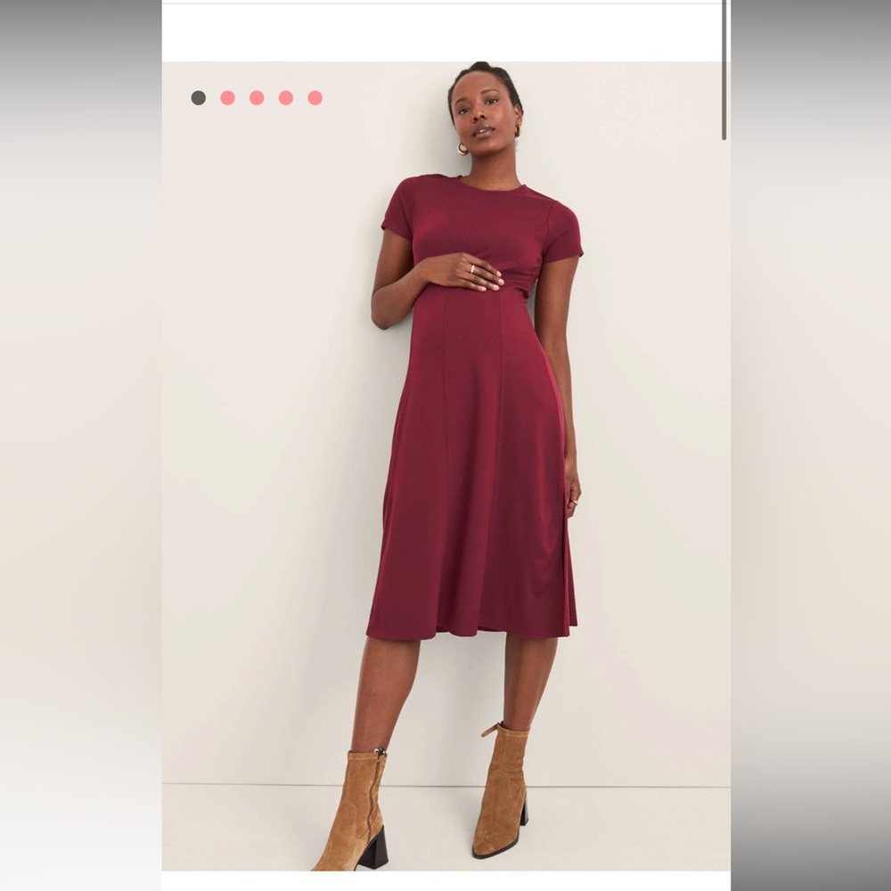 Hatch, Burgundy, Virginia Seam Maternity Dress, NWT, size S/M (Maternity 2)